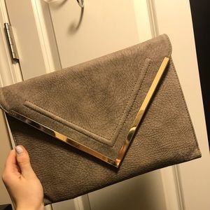 Gray large envelope clutch/crossbody